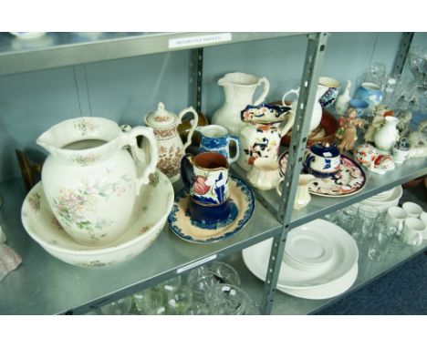 SELECTION OF CERAMICS - TO INCLUDE; ROYAL WINTON VASE, STAFFORDSHIRE TOBY JUG, ROYAL WORCESTER, COALPORT, MASONS LARGE WASH B