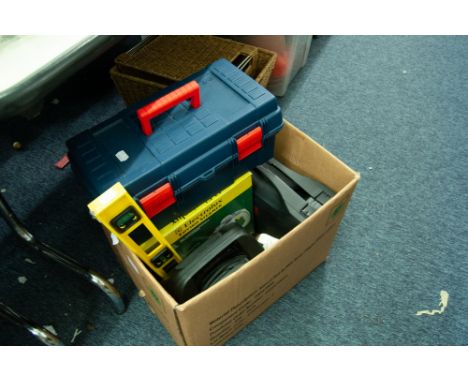 A SELECTION OF TOOLS TO INCLUDE; AN ELECTROLUX STEAMER, A 'SMARTSET' CORDLESS DRILL IN CASE, EXTENSION CABLES ETC.... 