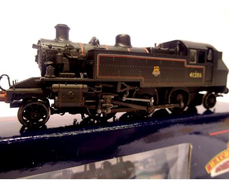 Bachmann 31-454 Ivatt tank, BR Black 41286, Early Crest, weathered (push/pull fitted) P&P Group 1 (£14+VAT for the first lot 