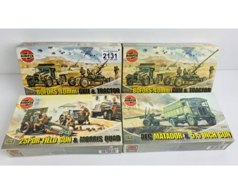 4x Airfix Military Kits All Boxed - Contents remain unchecked, however appear complete  P&amp;P Group 1 (£14+VAT for the firs