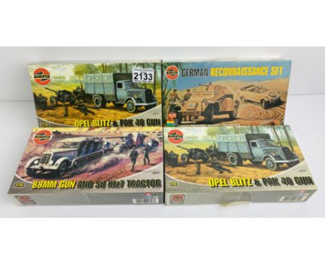 4x Airfix Military Kits All Boxed - Contents remain unchecked, however appear complete  P&amp;P Group 1 (£14+VAT for the firs