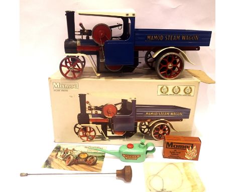 Mamod SW1 steam wagon in blue and cream, all complete with fuel tablets, spare drive belts, steering rod etc. Catalogue missi