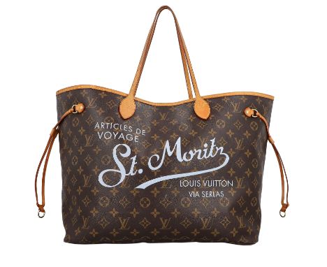 LOUIS VUITTON Shopper "NEVERFULL ST. MORITZ GM", Koll. 2008. Limitierte "ARTICLES DE VOYAGE" Edition. Monogram Canvas mit nat
