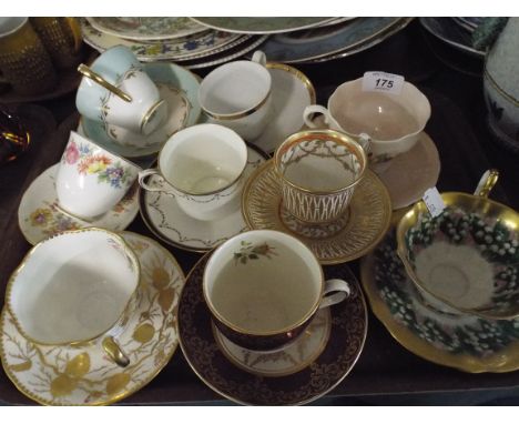 A Tray Containing Various Cabinet Cups and Saucers 