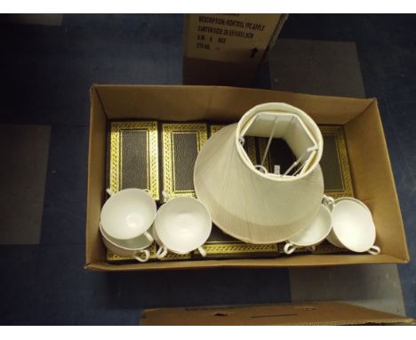 A Collection of Daphne Du Maurier Books, Soup Bowls and a Lamp Shade 