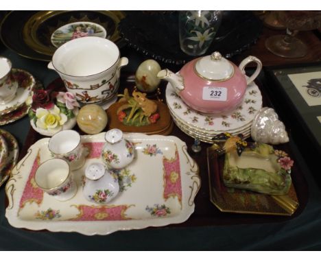 A Tray of China to Include Royal Albert, Carlton Ware Rouge Royale, Crown Hunting Scene etc