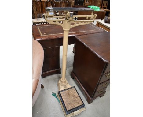 A set of vintage cast platform scales, J White and Son, Auchtermuchty