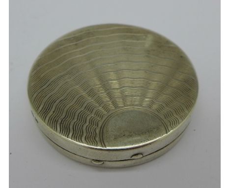 A silver compact, Birmingham 1931, mirror loose