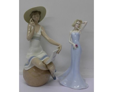 A Coalport silhouettes figure, Gillian and a Nao figure, Nao figure a/f (pencil)