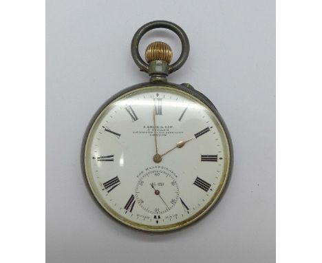 A silver top wind pocket watch by S. Smith & Son, 9 Strand, watchmakers to the Admiralty, London