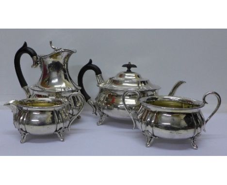 A four piece silver plated tea service, marked SB&M