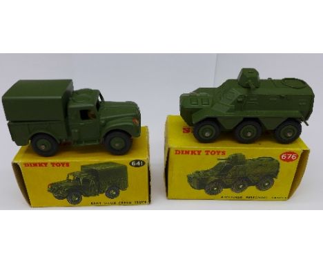 A Dinky Toys 676 Armoured Personnel Carrier and a Dinky Toys 641 Army 1-Ton Cargo Truck, both boxed