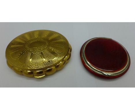 A silver and guilloche enamel compact, a/f and a Kigu musical compact