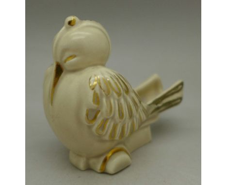A pipe holder in the form of a stylised bird, Clarice Cliff, Wilkinson, England backstamp, a/f