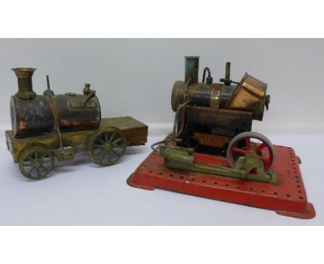 A Mamod stationary engine and one other engine marked Raven
