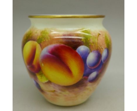 A Royal Worcester small hand painted vase, signed Roberts, 7cm