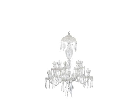 ***PLEASE NOTE THE ESTIMATE SHOULD READ €1,500 - 2,000***A WATERFORD CUT GLASS EIGHT LIGHT CHANDELIER, with domed corona and 