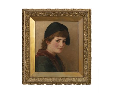DEWEY BATES (AMERICAN, 1854-1899)Bust Portrait of a YouthOil on canvas37.5 x 32 cm (14.75 x 12.5 in)Signed and dated 1884