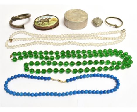 A COLLECTION OF VINTAGE JEWELLERY AND TRINKETS To include gold, silver glass crystal etc, condition variable, gold weight 4.6