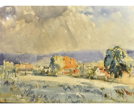 ARTHUR HENRY KNIGHTON-HAMMOND (1875-1970) Buildings in a Rural Landscape Watercolour Signed in pencil lower right 55cm x 78cm