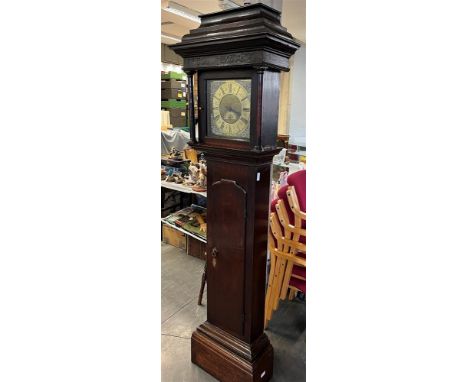 AN 18TH CENTURY OAK 30 HOUR LONGCASE CLOCK  the brass dial with subsidiary date aperture and single hour hand,  inscribed 'J 