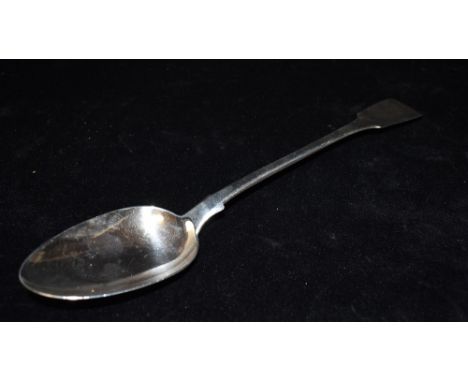 19th CENTURY LARGE SILVER SERVING SPOON Hallmarked for London (leopards head crowned) date letter O duty mark facing right, l