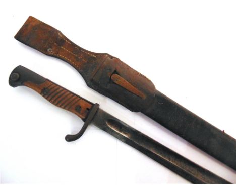 MILITARIA - A GREAT WAR IMPERIAL GERMAN M1898 MAUSER BAYONET  the 36.5cm (14 1/4 inch) blade marked to the back edge '[crown]