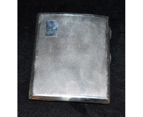 A MAPPIN AND WEBB SILVER CIGARETTE CASE The case with engine turned pattern and blank cartouche, gilt interior with elastic p