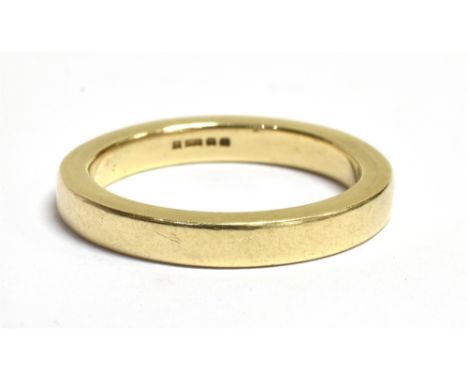 A 9CT GOLD BAND RING Faded hallmark, band width 4mm, ring size P ½, weight 5.4g approx