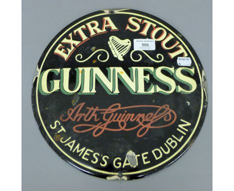 An enamel Guinness sign. 30 cm diameter.