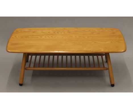 An Ercol coffee table. 105 cm long, 50 cm wide, 37 cm high.
