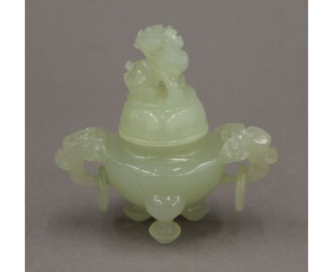 A Chinese jade censer. 9 cm high.