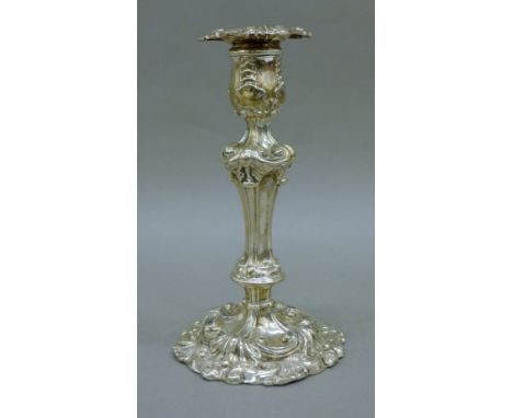 A silver candlestick. 19.5 cm high. 
