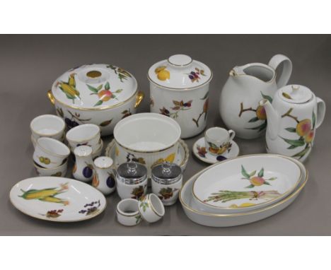 Royal Worcester Evesham pattern dinnerwares. The coffee pot 20.5 cm high.