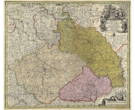 2 Kupferstichkarten aus dem 18. Jh.,  1x Homanns Erben Nürnberg: Der Donauverlauf und Griechenland, teilkoloriert, Mittelbug,