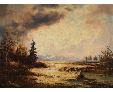 Friedrich Wilhelm Grau, geb. 1908,  ausgebildet in Nürnberg, hier: Landschaft am Starnberger See, Öl/Lwd, rechts unten signie