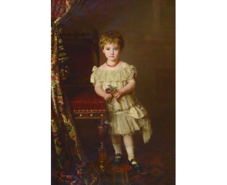 Helene Peschel, geb. 1859 Jüterbog,  Berliner Bildnismalerin, Schülerin von Streckfuß und J. Lulvès, hier: Ganzporträt eines 