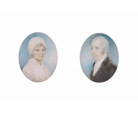 Zuschreibung: Richard Cosway, Oxford 1742- 1821 London,  zwei Miniaturen, Damen u. Herrenporträt, feine Malerei auf Elfenbein