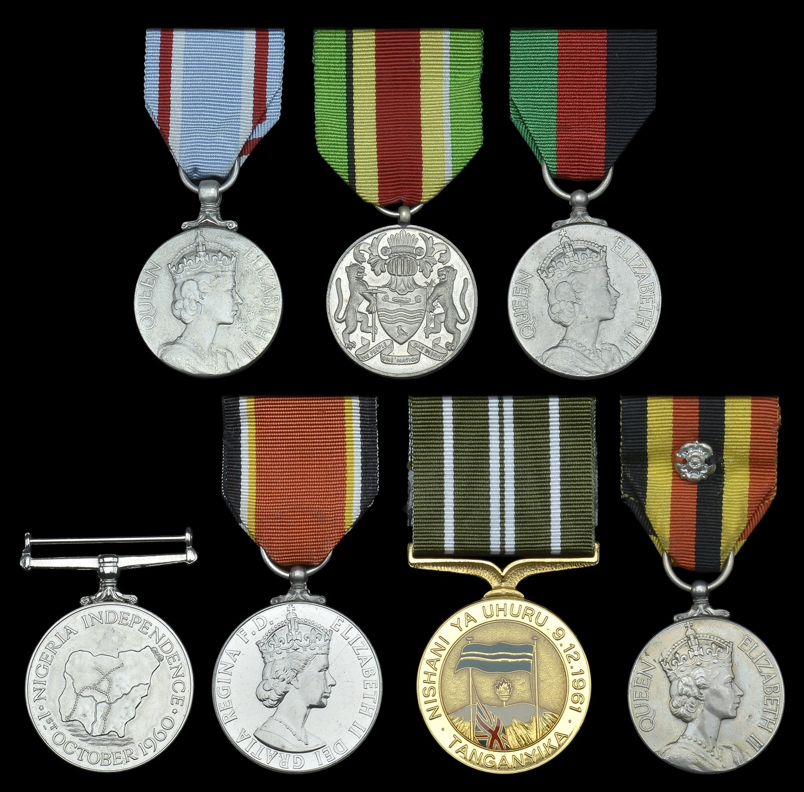 Independence Medals (7) Fiji; Guyana; Malawi; Nigeria (no ribbon ...