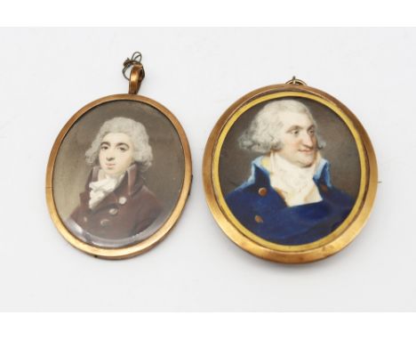 English School (late 18th Century) Portrait miniature of a Gentleman, powdered hair, blue coat enamel on copper, 6.5 x 4.5cm 