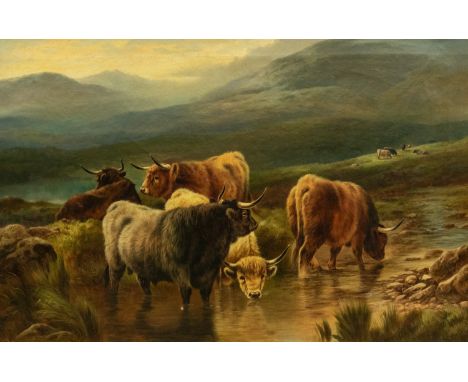 Victorian School (19th Century) Morning In The Highlands oil on canvas. approx 58 x 89cm  signed indistinctly W Hullyer? lowe