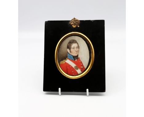 Napoleonic / Peninsular War: English School (early 19th Century) Portrait miniature of Capt Exham Vincent, brass plate indica