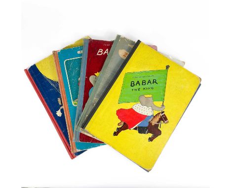 Jean De Brunhoff Illustrations. Five works. 'Babar's Travels', second English edition, splitting to inner joint, Methuen &amp