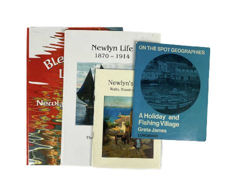 Four books about Newlyn. 'Newlyn's Water, Wells, Shoots and Pumps', 'A Holiday and Fishing Village' by Greta James, 'Newlyn L