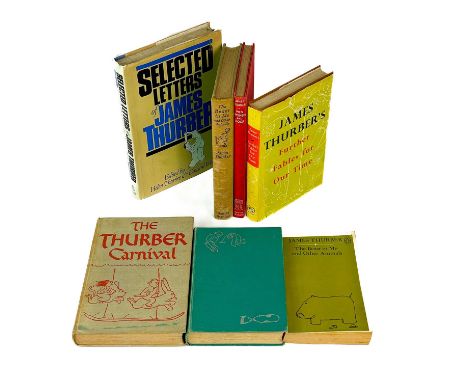 James Thurber Illustrations. Seven works. 'The Thurber Carnival,' original pictorial cloth, spotting to edge of textblock, bo