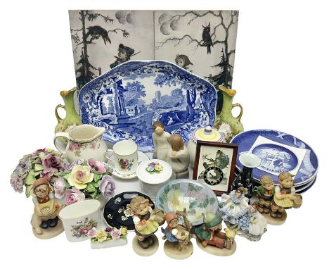 Copeland Spode Italian pattern dish, together with five hummel figures, Royal Worcester trinket dish and other ceramics 