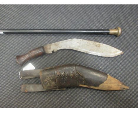 A Kukri and swagger stick (2)  