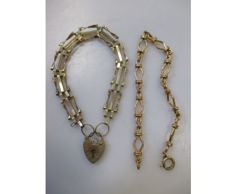 A 9ct gold gate bracelet, and a 9ct gold fancy link bracelet, 11.6g gross (2)  