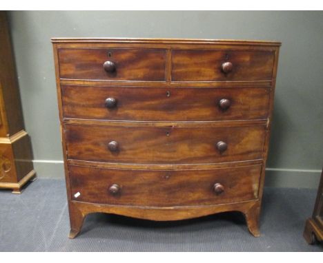 A 19th century mahogany bow front chest of drawers 106cm wide  