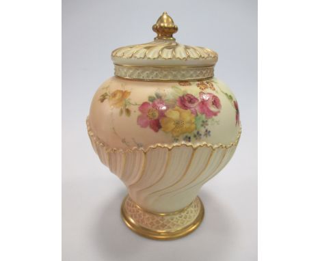 A Royal Worcester blush ivory pot pourri jar &amp; cover  